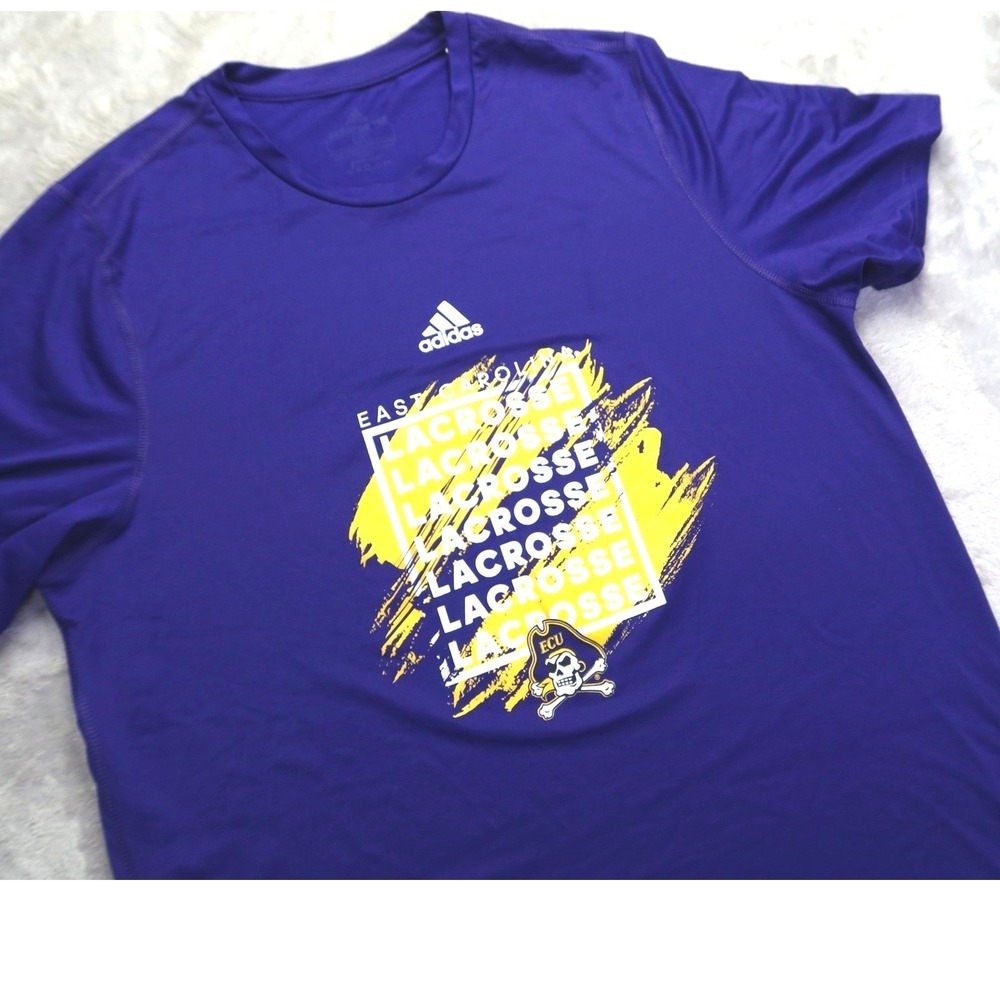 Adidas ECU East Carolina Lacrosse Aeroready Creator Tee Men's L Purple T Shirt